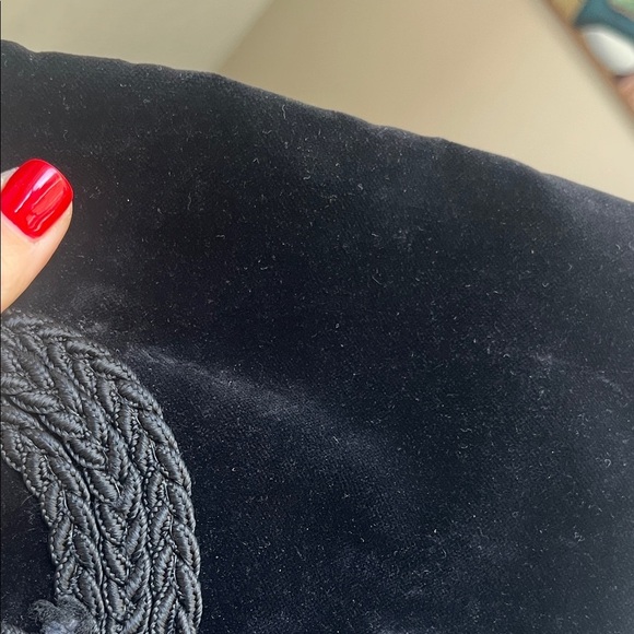 Vintage Black Velvet Evening Bag Made in Italy for Sears 50s/60s Braided Trim - Picture 4 of 11